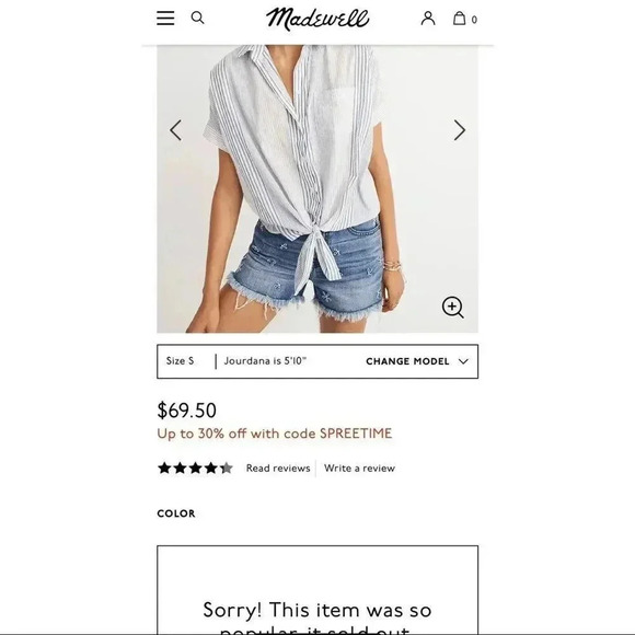 Madewell Short-Sleeve Tie-Front Shirt - Picture 1 of 5